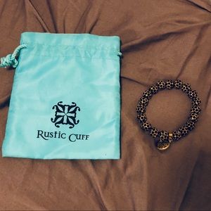 Rustic Cuff heavy gold and black bracelet